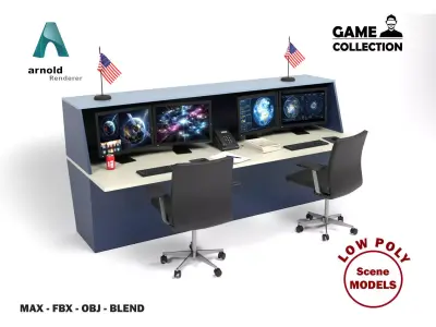 Control Room Table Low-poly 3D model