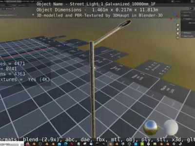Street Light 1 Galvanized 10000mm 1F Low-poly 3D model