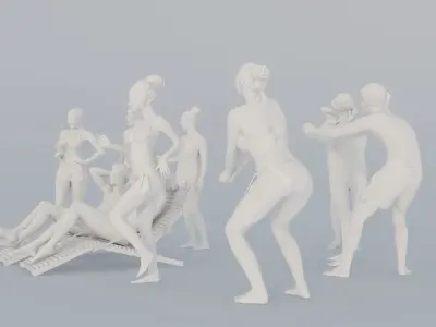 10X Beach People Realistic Scans Figures Crowds 3D print model