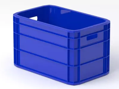 Portable Plastic Crate Blue 3D model