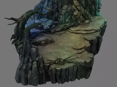 Stone Fallen Land - Jungle Stone Forest 02 3D model
