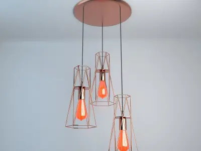 Pack of lamps with vintage bulb Low-poly 3D model