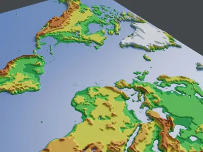 Topographic map of the world 3D model