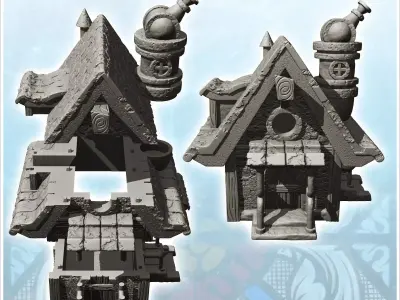 Medieval observatory with chimney exit and entrance under canopy 3D print model