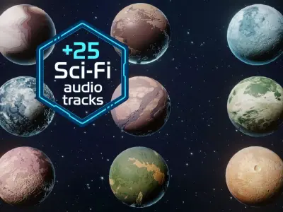 Alien Sci-Fi Planets 3D Models Pack With 25 Sci Fi Music Tracks Low-poly 3D model
