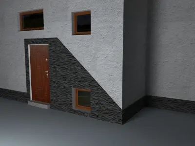 House with shutters Low-poly 3D model