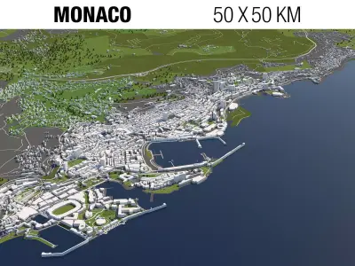 Monaco 50x50km 3D model