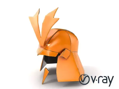 Origami Samurai Helmet Gold and Black model pack Low-poly 3D model