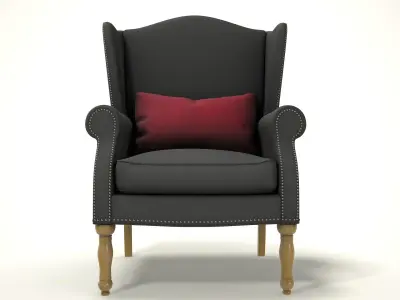 wingback chair fhouse 011 Low-poly 3D model