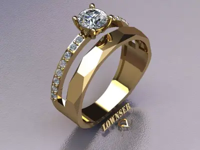 solitaire ring 3D print model 33