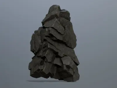 Stone rock Low-poly 3D model 3