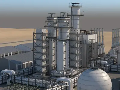 Refinery 2 power plant in desert 3D model