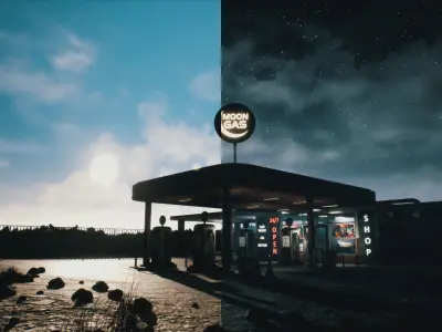 Old Gas Station Low-poly 3D model