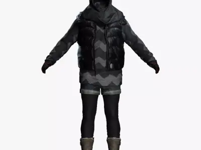 Street Style Female Clothing Set - Low Poly Textured Low-poly 3D model