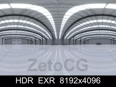 HDRI - Industrial Warehouse Interior 10 - 8192x4096 Texture