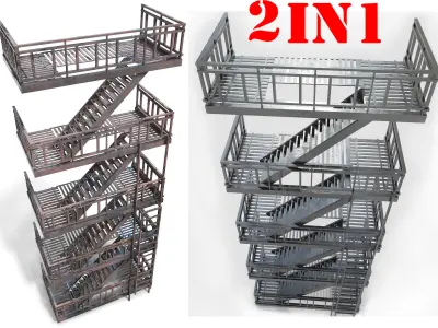 Fire escape -  game ready - pbr Low-poly 3D model