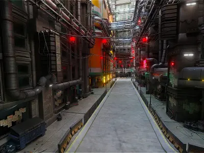 Cyberpunk Futuristic Sci-Fi Street Scene 3D model