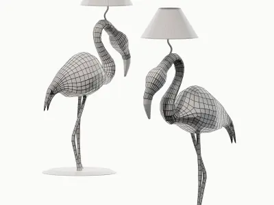 Modern metal flamingo floor lamp 3D model