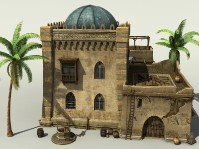 Desert oasis whole scene 3D model