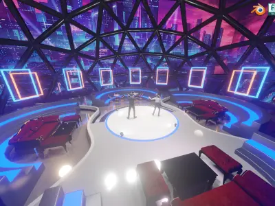 Sci-fi Rooftop Private Nightclub and Entertainment venue 3D model