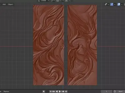  modern Organic Relief Panel Wall Decor Set STL Mural CNC 375 3D model