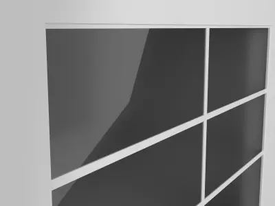 Empty office room with two windows Low-poly 3D model