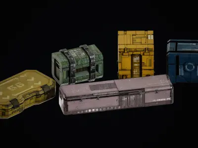 SciFi Crates Pack Vol 1 Low-poly 3D model