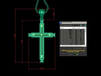 High Cross Pendant Light Gold 18K 4CP099 3D print model