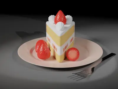 Strawberry cake classic 3D model  3D model