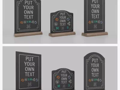 Counter Top Chalkboard Signs - Luxury Stand Styles Bundle 3D Model Pack