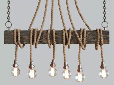 Wooden Beam Chandilier lamp 3D model