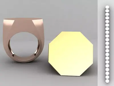 octagonal Signet Ring Base 20 MM top in All sizes 262-MWC  3D print model