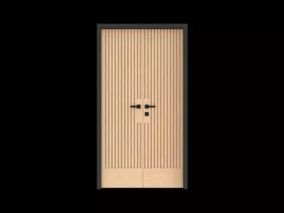 Sustainable Wood Grooved Panel Double Door 3D model
