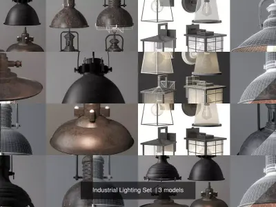 Industrial Lighting Set  3D Model Pack