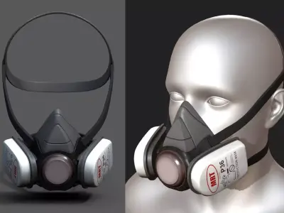 Gas mask helmet scifi futuristic mask protection  Low-poly 3D model