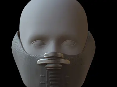 Gas mask helmet 3d model scifi Low-poly  Low-poly 3D model