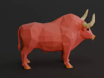 Low Poly Geometric Bull 3D Model Free 3D print model