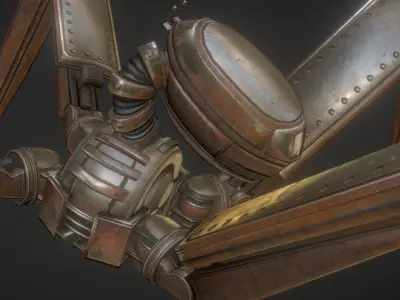 Gun Bot Rusty Version Low-poly 3D model