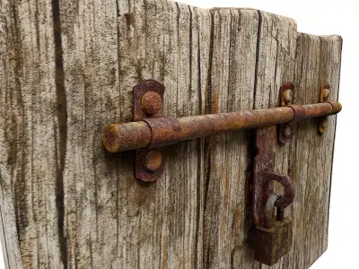 Grungy door latch   Low-poly 3D model