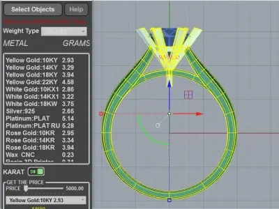 Arrow 6 claw 1 carat diamond ring 3D print model