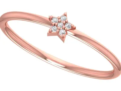Solitaire Women Light Weight Star Band Ring 3D print model purchase