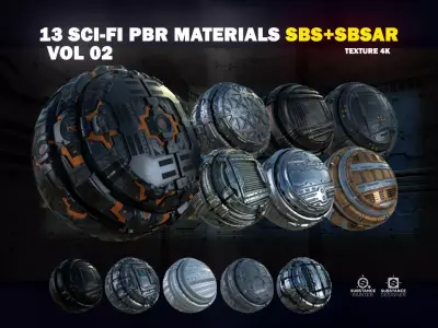 13 Sci-Fi PBR materials Texture
