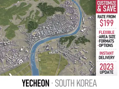 Yecheon - 3D City Model Low-poly 3D model