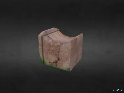 Fence wooden box Low-poly 3D model