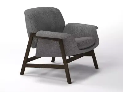 Armchair lounge chair with wooden legs 3D model purchase