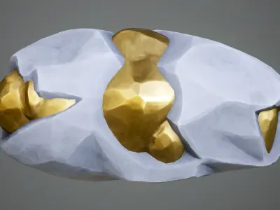 Cartoon Gold Ore Stone Low-poly 3D model