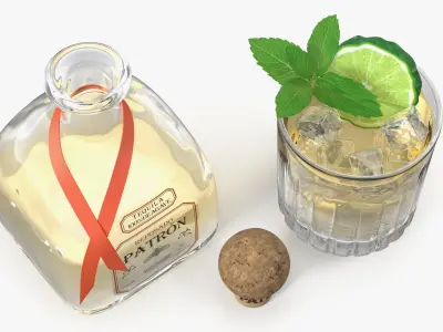  Patron Reposado Tequila Smash with Mint and Lime Gold 