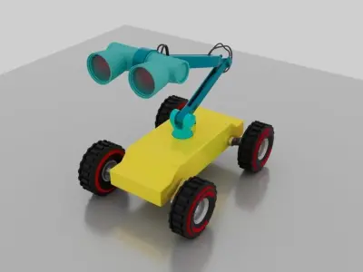 Robot toy on wheels Low-poly 3D model