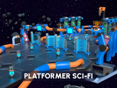 Platformer 14 Sci-Fi Low-poly 3D model