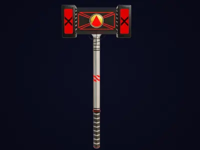 Sci-Fi Battle Hammer 01 All PBR Unity UE V-Ray Textures Included Low-poly 3D model